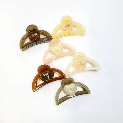 Heart & Ribbon Hair Claw Clip