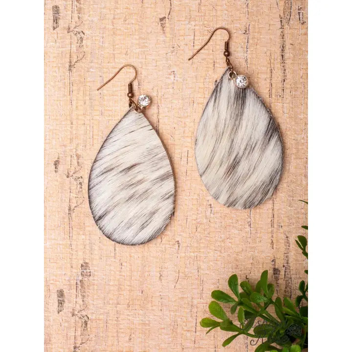 Hello Darlin Cowhide Teardrop Earrings