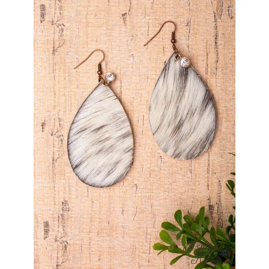 Hello Darlin Cowhide Teardrop Earrings