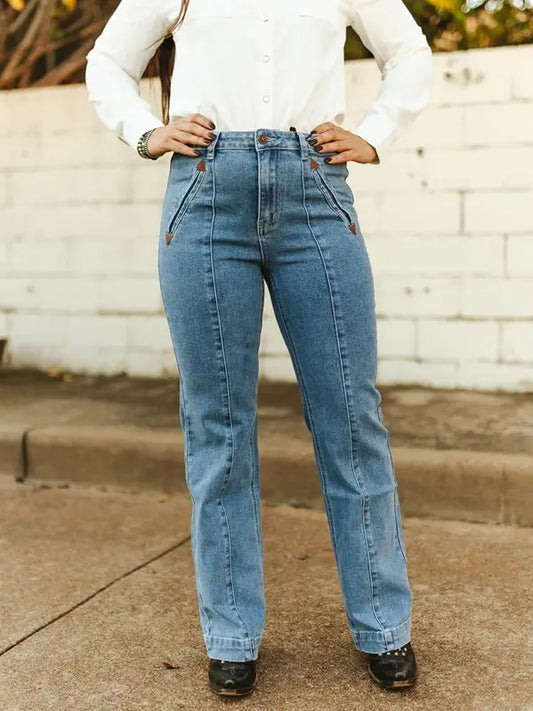 High Rise Crease Wide Leg Jeans