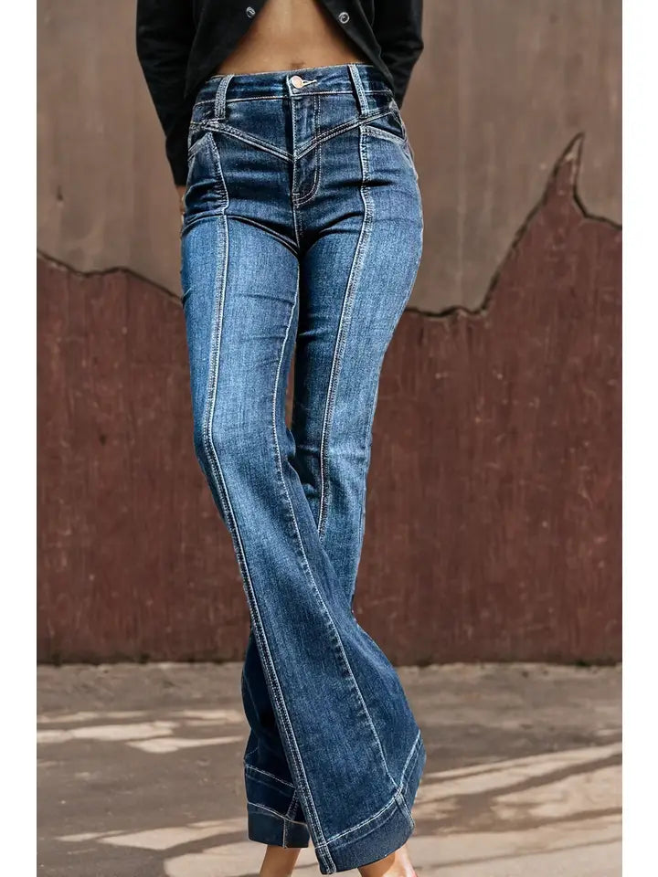 High Waist Seam Stitching Jeans