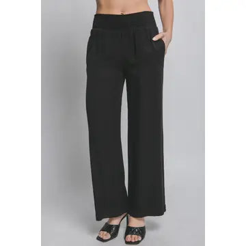 High Waist Smocked Waist Pants