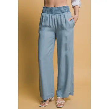 High Waisted Smocked Casual Pants