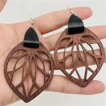 Hollow Wood Earrings