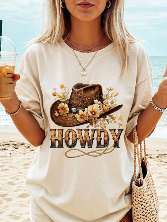 Howdy Cowgirl Hat Tee