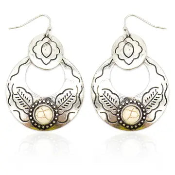 Howlite Stone Metallic Earrings