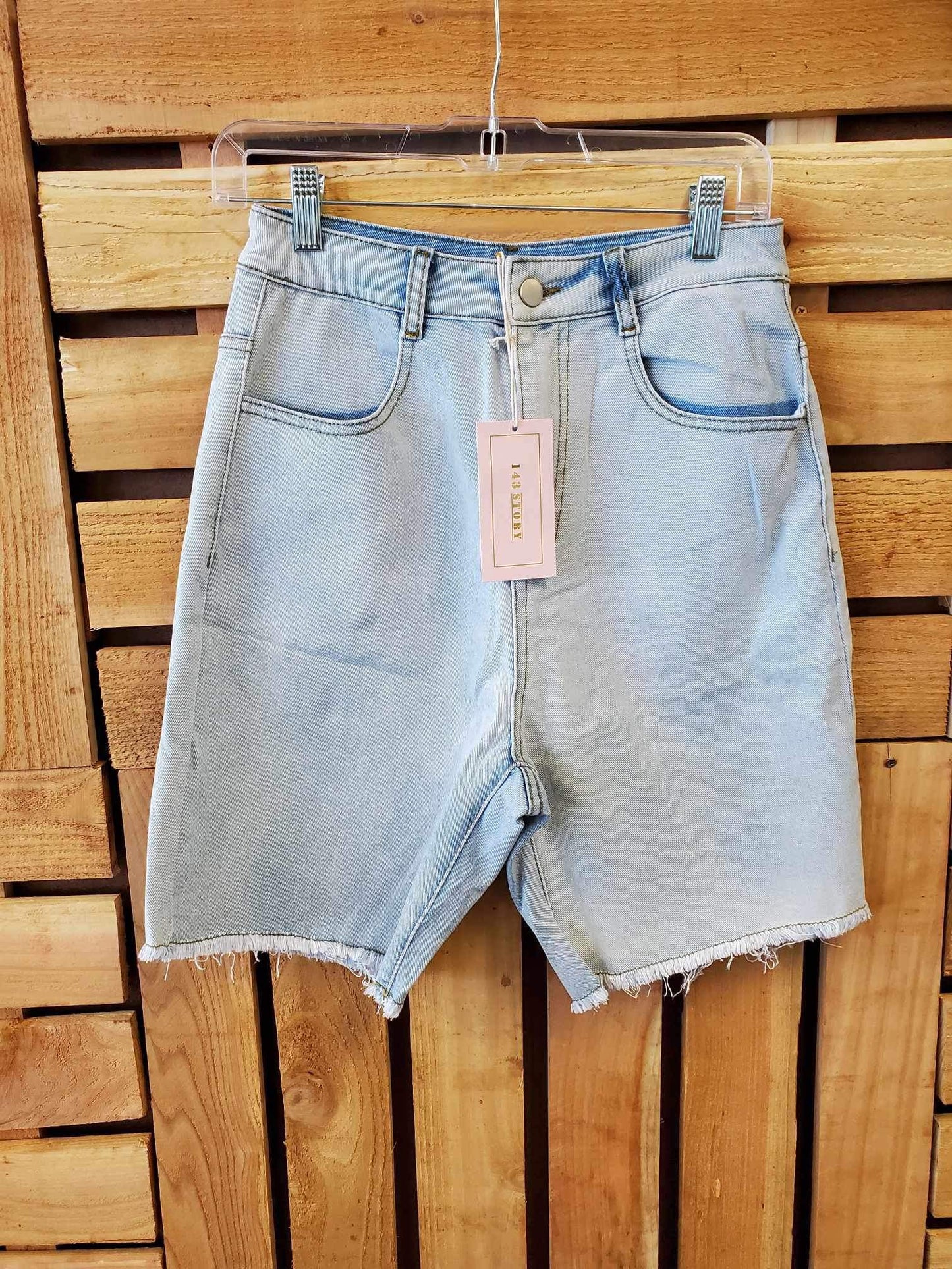 Distress Denim Pocket Shorts