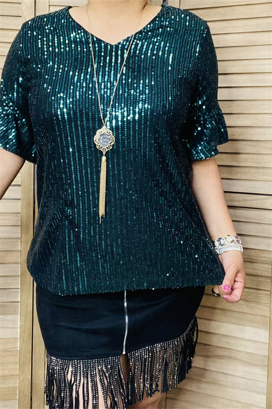 Jasper Sequin W/ Ruffles Top