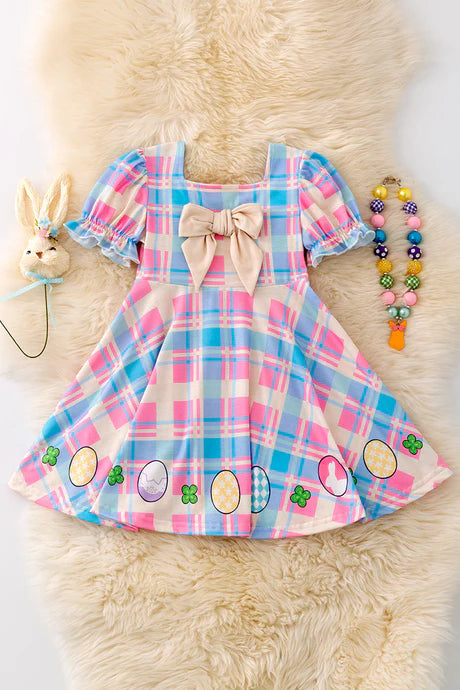 Kids Easter Egg & Plaid Dress