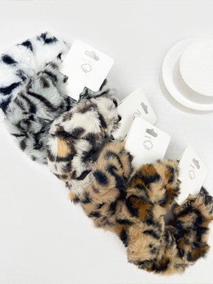 LG Leop Faux Fur Scrunchies