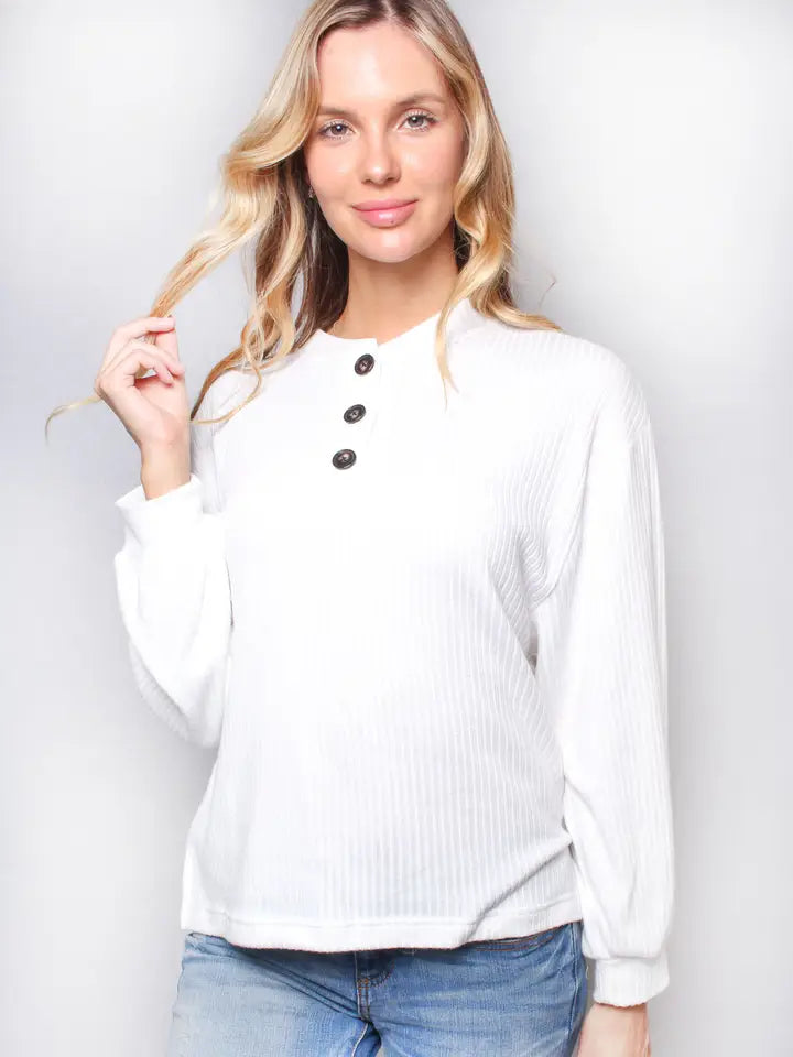 LS Ribbed Henley Top