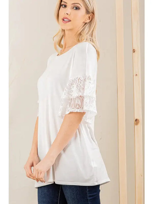 Lace Ruffle Sleeve Top