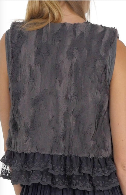 Lace Trim Bolero Open Vest