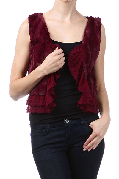 Lace Trim Bolero Open Vest