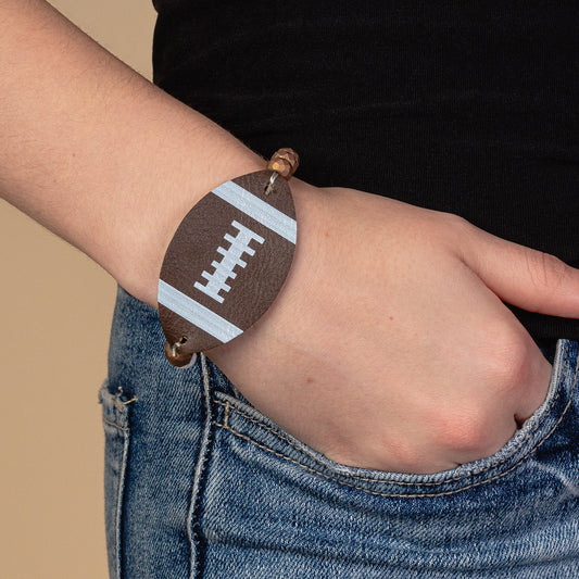 Leather Football Pendent Bracelet