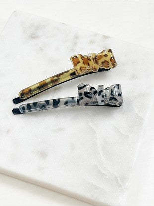 Leopard Bow Alligator Hair Clip