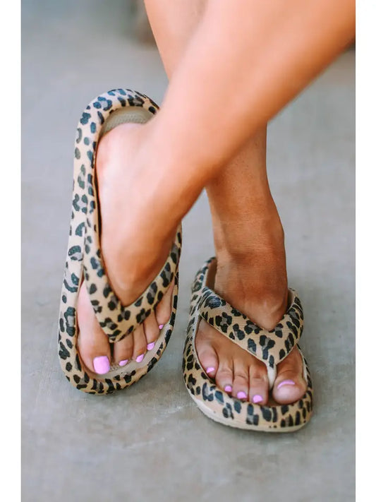 Leopard Thick Sole Flip Flops