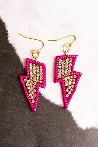 Lightning Bolt Seed Bead Earrings