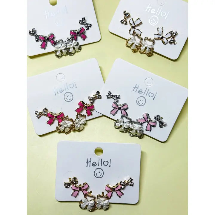 Little Bear and Bow Earrings