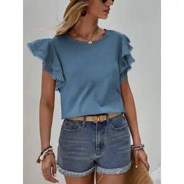 Loose Ruffle Sleeve Top