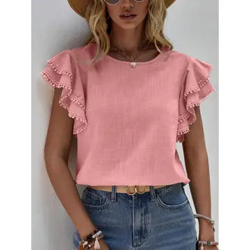 Loose Ruffle Sleeve Top