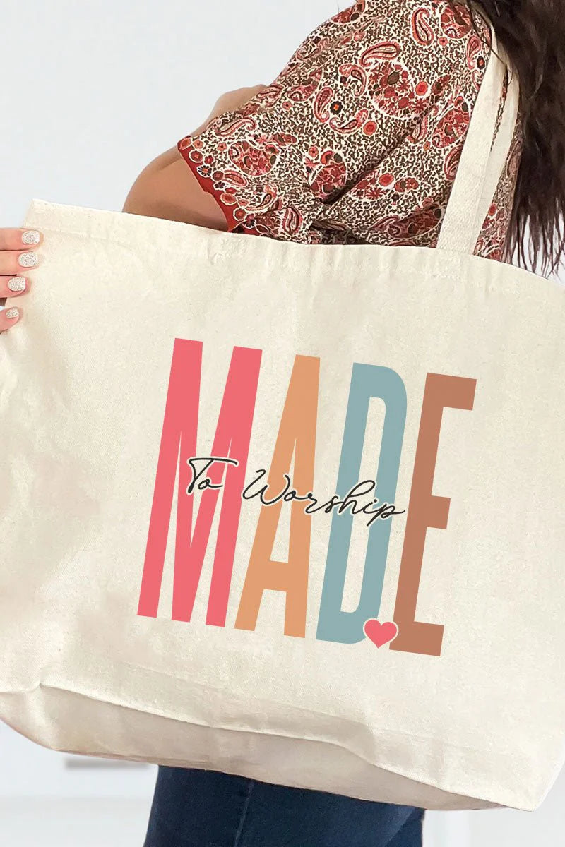 Made To Worship Jumbo Canvas Tote