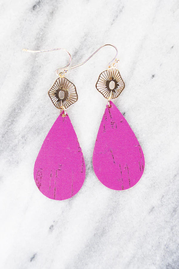 Marleigh Cork Teardrop Filigree Earrings