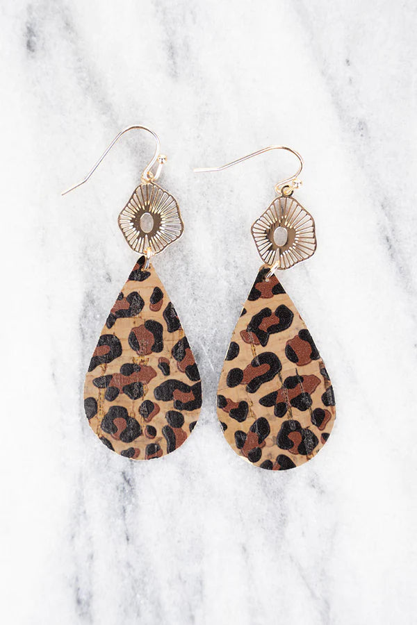 Marleigh Cork Teardrop Filigree Earrings