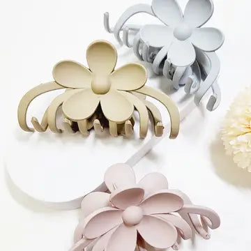 Matte Flower Grip Hair Claw Clip