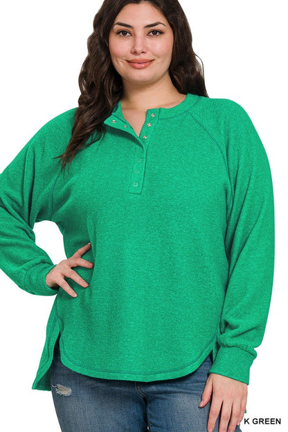 Melange Hacci Henley Sweater