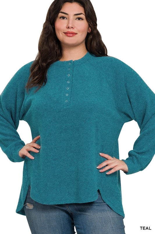 Melange Hacci Henley Sweater