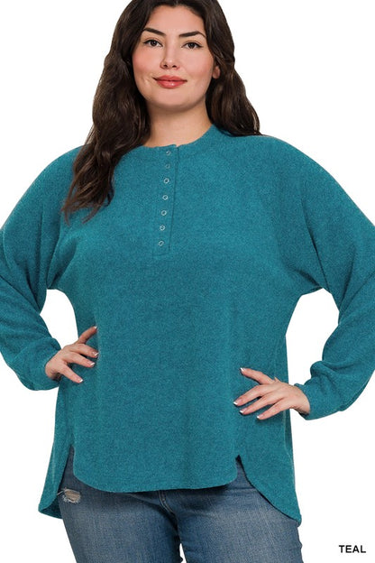 Melange Hacci Henley Sweater