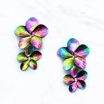 Metal Double Flower Dangles