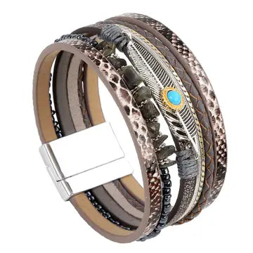 Metal Feather Charm Bracelet