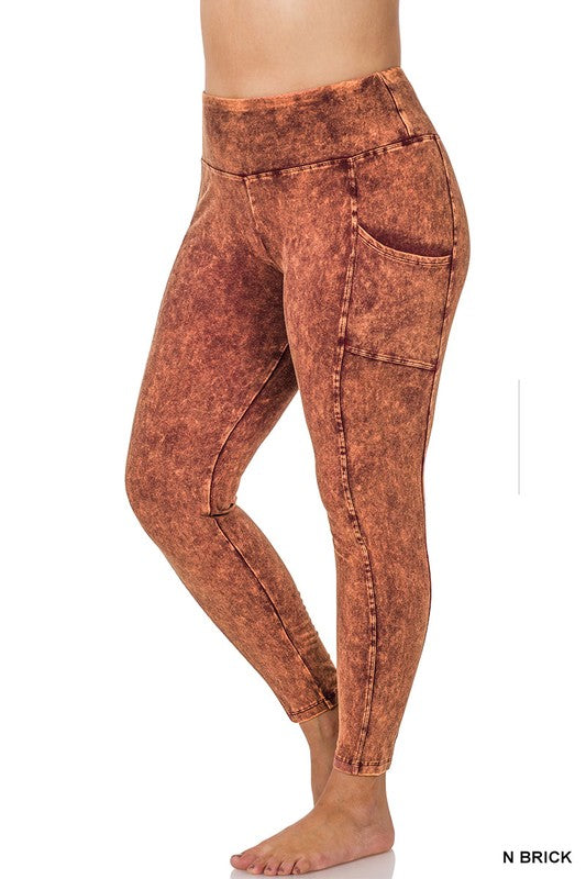 Mineral Washed Leggings Curvy