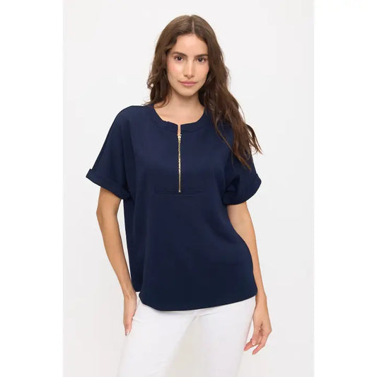 Modal Half Zip Dolman Top