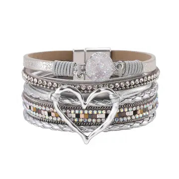 Multi Layered Heart Charm Bracelet