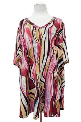 Multi Print Wide Sleeve Tunic Top