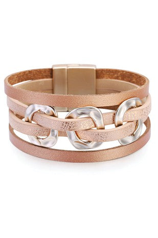 Multi Strand Leather Magnetic Bracelet