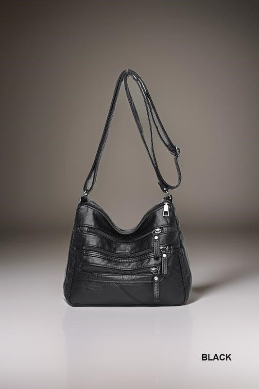 Multi Zipper Pocket Crossbody