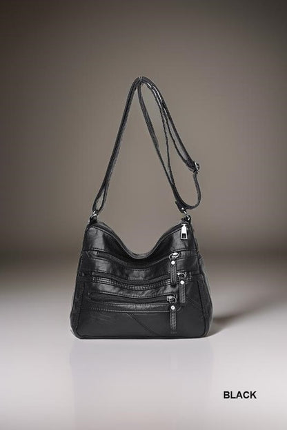 Multi Zipper Pocket Crossbody