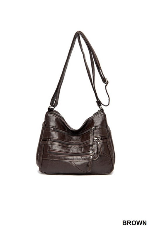 Multi Zipper Pocket Crossbody