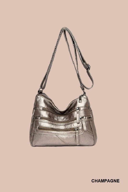 Multi Zipper Pocket Crossbody