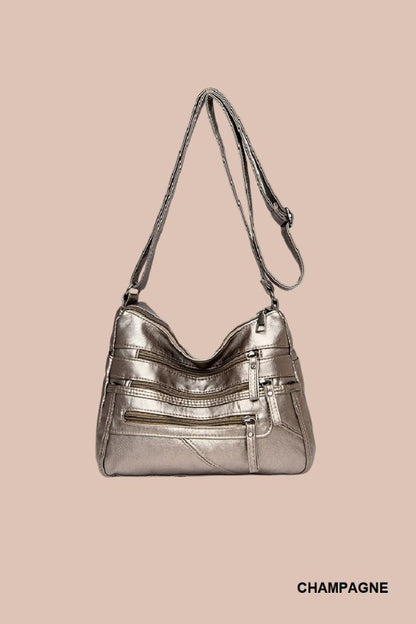 Multi Zipper Pocket Crossbody