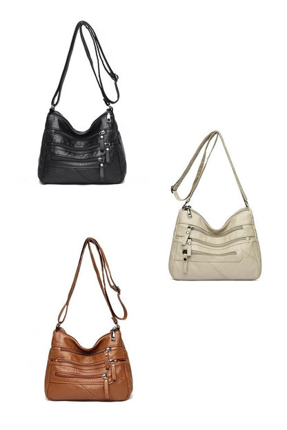 Multi Zipper Pocket Crossbody