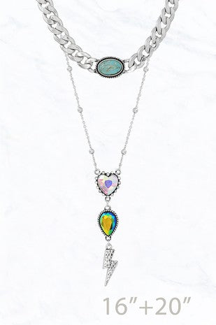 N - Layered Opal & Lightning Charm