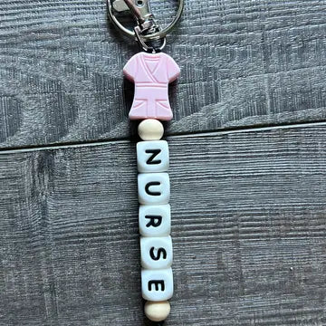 Nurse Scrubs Bead Keychain