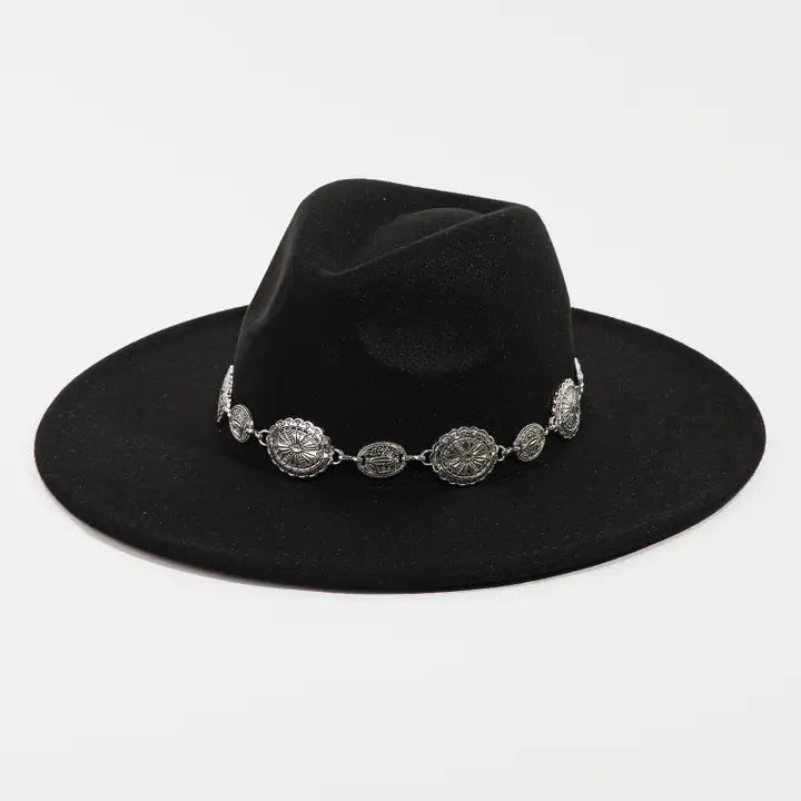 Oval Coin Chain Fedora Hat