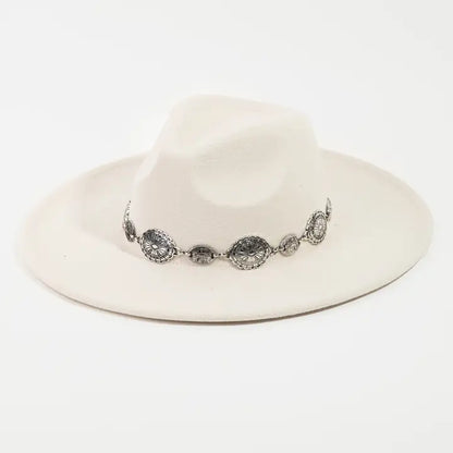 Oval Coin Chain Fedora Hat