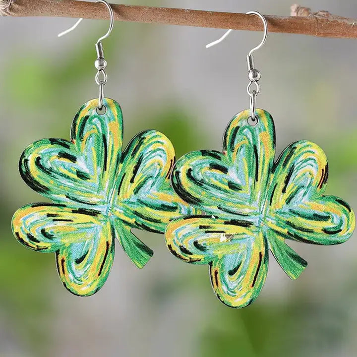 Painted Shamrock Drop Earrings